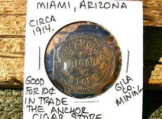 1914 MIAMI AZ ARIZONA (GILA CO. MINING CAMP) ANCHOR CIGAR STORE 