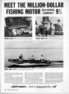 1964 Vintage Ad Johnson Sea Horse 9 1/2 HP Compact Outboard Motors