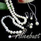   SET OF 5 PIECES GENUINE WHITE PEARL JEWELRY / CULTURED PEARL JEWELRY