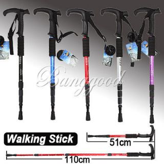 Durable Adjustable AntiShock Hiking Cane Walking Pole Trekking Stick 
