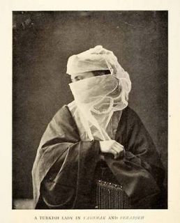 1909 Print Turkish Woman Costume Yashmak Yasmak Feradjeh Typical 