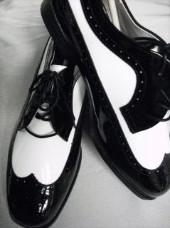 7M NEW Black White Patent Leather Wingtip Zoot Shoes Quinceanera 7 M