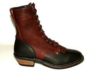 Mens Ad Tec 1179 Black/Black Cherry Lace Up Western Work Packer Boot