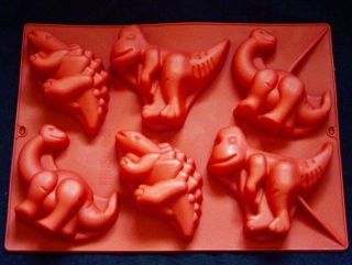 New Silicone Big 6 Dinosaur Cake Chocolate Soap Jelly Ice Cookie Mold 
