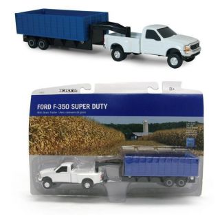 ERTL 164 White FORD F 350 Dually Pickup Truck w/Grain Trailer *NIP*