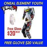 2013 ONEAL KIDS ELEMENT VILLAIN PANT 5/6 JERSEY SM GLOVE YOUTH 