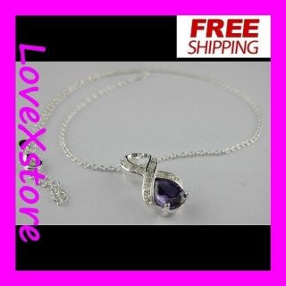   Silver Plated Infinite W/Gem Chain Necklace Necklaces Free Ship