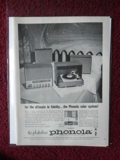 1964 Print Ad Phonola Stereo System ~ Ultimate in Fidelity Radio 