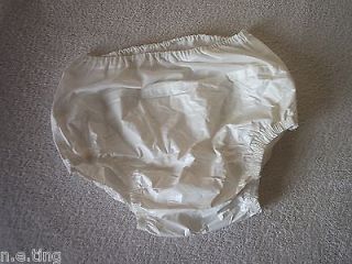 White Full Cut Pull On Plastic & Polyester Mix Incontinence Pants 