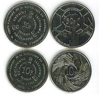 BURUNDI 4 PIECE UNCIRCULATED COIN SET, 1TO 50 FRANCS