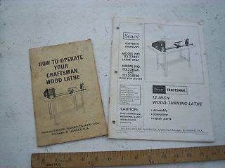 Owners Manual and How To Book From  Craftsman 12 Wood Lathe #113 