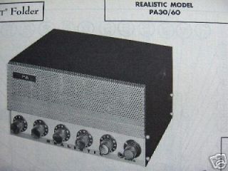 REALISTIC PA30/60 AMP AMPLIFIER PHOTOFACTS PHOTOFACT