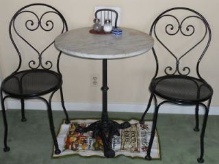 Vintage Cast Iron Bistro set with Marble top table