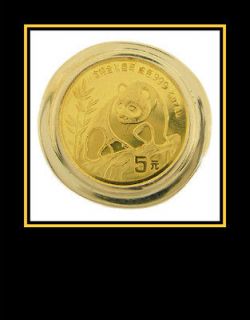 14K Yellow Gold Panda Coin Ring w/ 1/20th oz Gold