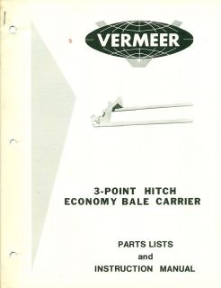 VERMEER PARTS LIST 3Point Hitch Bale Charrier (AA 93)