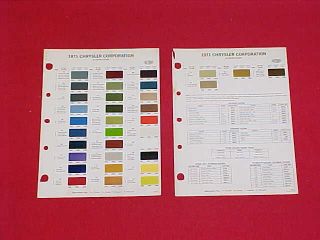   CHALLENGER CUDA DODGE PLYMOUTH COLOR PAINT CHIPS CHART BROCHURE 71