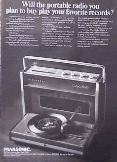 1968 Panasonic Portable Radio Record Palyer ORIGINAL OLD AD C STORE 
