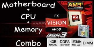   GD80 Motherboard + AMD FX 4100 3.6Ghz Quad Core CPU + 4gb DDR3 Memory