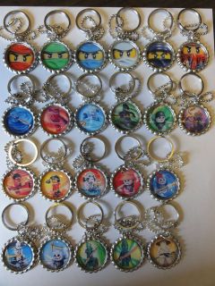   Ninjago Bottle Cap Keychains, charms party favors, Stocking stuffer