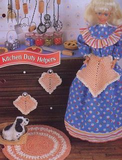Kitchen Duty Helpers Rug, Apron, Potholders for Barbie Doll NEW 
