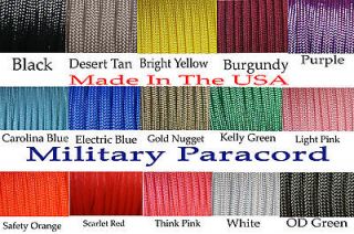 550 Paracord Parachute Cord Mil Spec Type III 7 Strand  1ft 10ft 25ft 