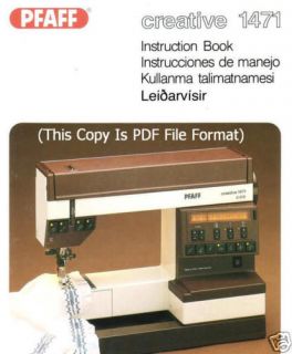 PFAFF CREATIVE 1471 INSTRUCTION MANUAL (PDF File on CD)