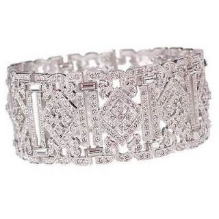  Ciro Simulated Diamond Silvertone Bold 8 L Floral Bracelet W 