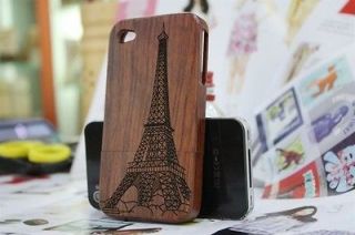 Genuine Natural Pear Wood Wooden Cover Case for Iphone 4 4S 4G + Free 