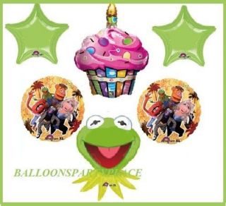   FIRST BIRTHDAY mylar balloons party supplies MISS PIGGY KERMIT CUPCAKE