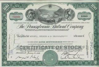 Vintage Pennsylvania Railroad Stock Certificate Famous Horseshoe Curve 