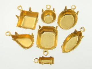 Brass 1 Ring Settings 36pcs   Choose Size & Shape