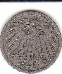 1896 5 Pfennig   Wilhelm II Pre WWI German Coin DEUTSCHES REICH 