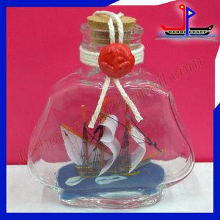 ship in a GLASS bottle HMS Handcrafted Home Deck Decor Nautical boat 