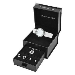 Pierre Cardin PCX0312LO6 Ladies White Watch Necklace & Earrings Gift 