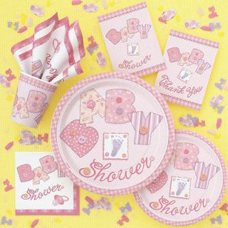 Baby Shower Pink Stiching Party Tableware Baby Girl All Items Under 