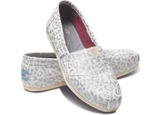 Brand New Womens Silver Snow Leopard Toms Shoes Size 7