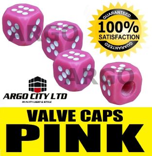 CANDY PINK DICE VALVE CAPS DUST TYRE WHEEL CAR VW BEETLE CONVERTIBLE
