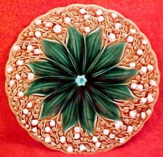 ANTIQUE GERMAN MAJOLICA PLATE lily of the valley, gm643