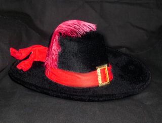 adult musketeer hat pirate swashbuckler black red pirates costume prop 