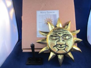 Pier 1 Imports NEW Wooden Tie Back Gold Metallic Sun 7 Diameter Sun