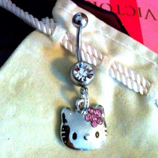 Hello Kitty Crystal Surgical Steel Belly Button Ring
