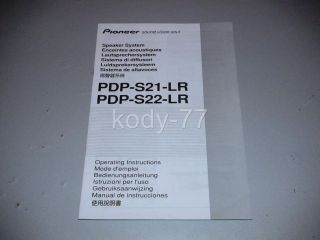 MANUAL for Pioneer PDP S21 LR PDP S22 LR Speaker System