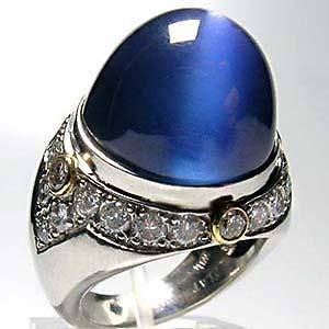   Burma Blue Star Sapphire & Diamond Ring Solid Platinum AGTA Certified