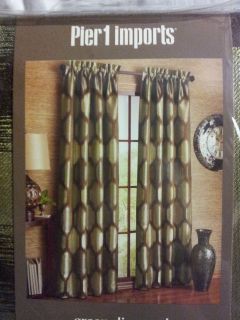 NEW Pier 1 Imports GREEN DIAMOND Curtain Panel Lined 42x84
