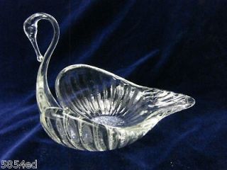 Vintage Clear Glass Swan Candy Or Trinket Dish