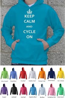 KIDS KEEP CALM AND CYCLE ON HOODIE + FREE NAME ON THE BACK   BMX TOUR 