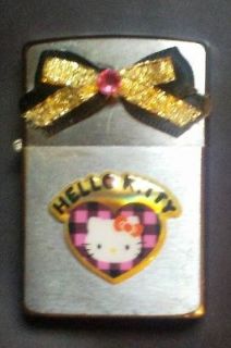 Zippo Lighter with Hello Kitty and Black & Pink Plaid with Black 
