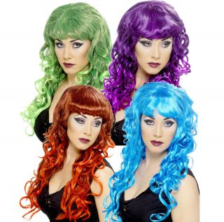 LONG CURLY SIREN WIG HALLOWEEN FANCY DRESS COSTUME ACCESSORY WITCH 