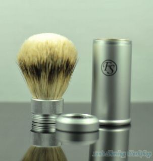   Badger Hair Travel Shaving Brush with Frosted Aluminum Tube/Handle