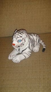 Goffa Intl White Brown Stripes Tiger Blue Eyes Stuffed Animal Plush